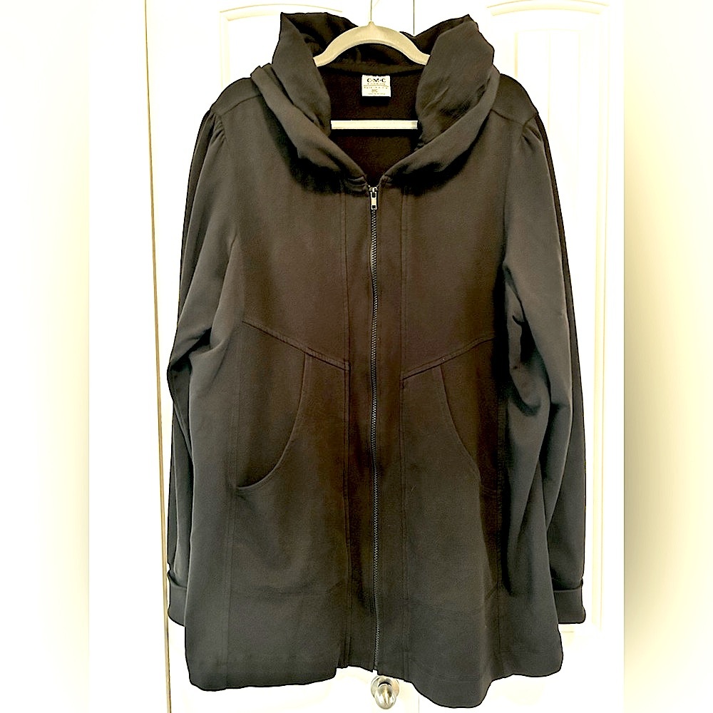 CMC (Color Me Cotton) Black Hoodie Sweatshirt Jacket XXL Front Zip